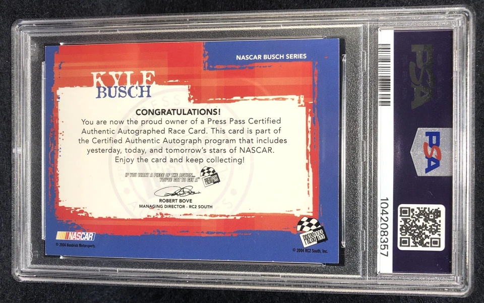 Kyle Busch Rookie 2005 Press Pass Racing Autograph PSA Graded 8 - Image 3 of 3