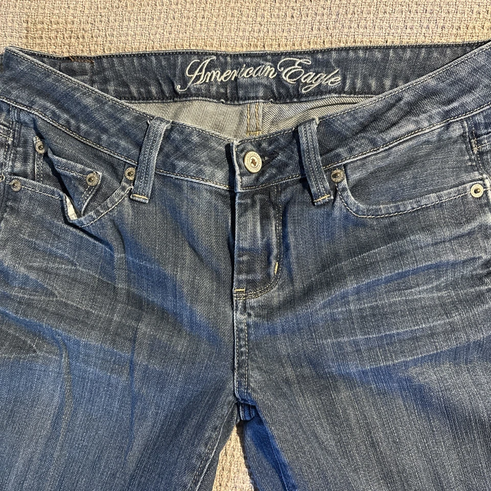 American Eagle True Bootcut Jeans Size 4 Low Rise Dark Wash Denim 97% Cotton - Image 2 of 4