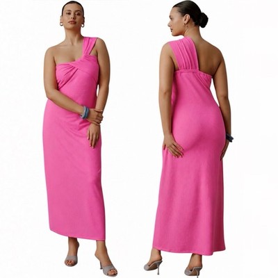 Anthro Porridge Antonia Twist-Front Midi Dress Pink Size XL glam preppy Chic