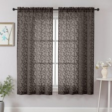 Chyhomenyc Chocolate Sheer Curtains 63 42"W x 63"L Pack of 2 ,