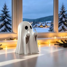 Halloween Ghost Figurine, Spooky Resin Ghost Statue,Halloween Decor Indoor Cu...