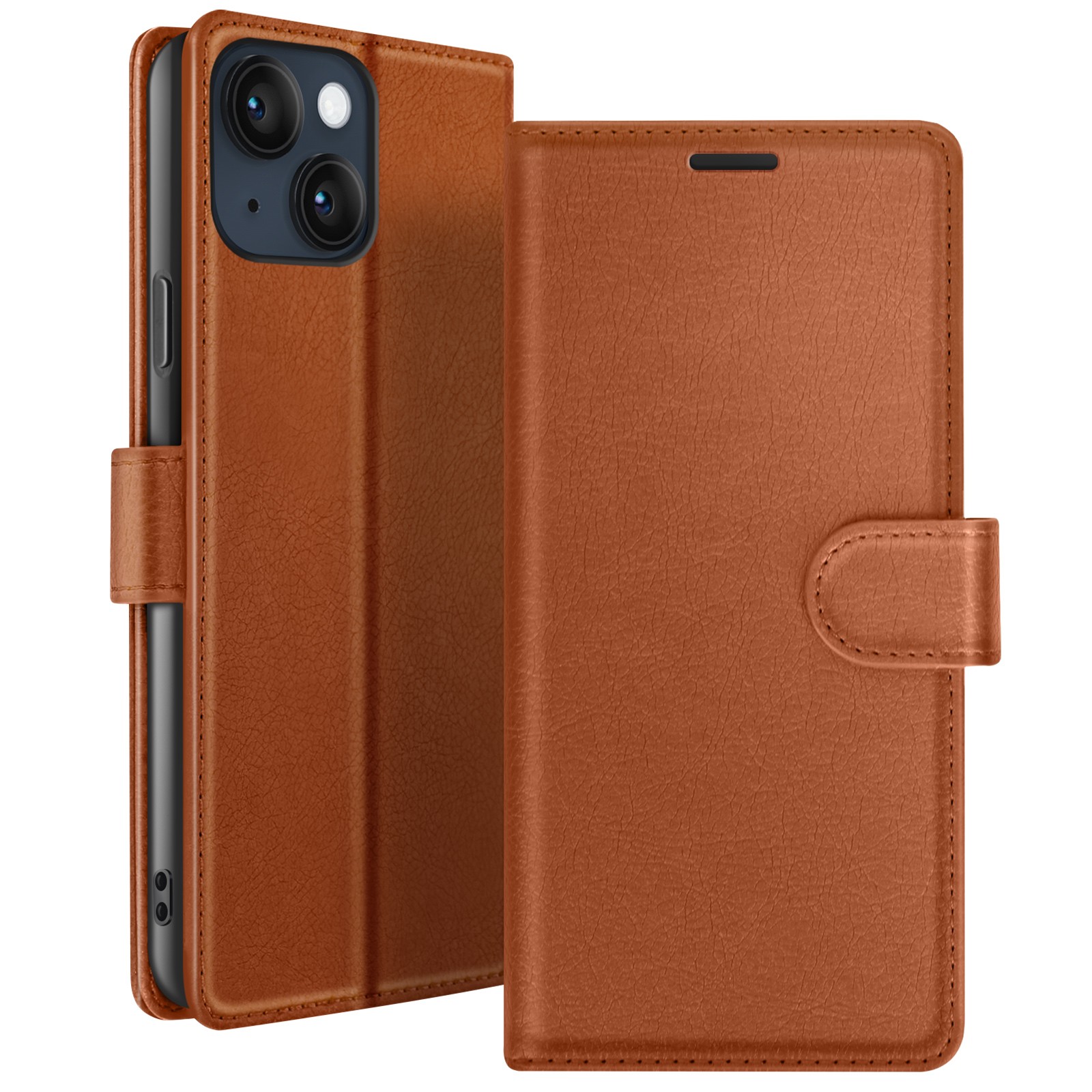 Coque Portefeuille iPhone 14 Plus Marron, l'Accessoire Idéal pour vos Voyages