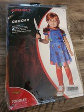 Spirit Halloween Chucky Girl Toddler Child Costume - Dress Wig Socks 4T Used