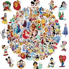 100Pcs Disney Princess Waterproof Vinyl Sticker for Water Bottle Notebook Phone