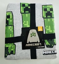 New MINECRAFT Boys Fleece Gray Pullover Hoodie Size L 10-12 long sleeve