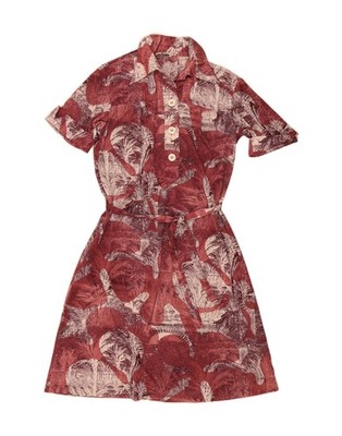 LUISA SPAGNOLI Womens Abstract Pattern A-Line Dress IT 44 Medium Burgundy DI54