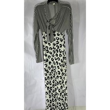 LILY Women's Black-White Striped-Printed Tie-Front Long Sleeve Maxi Dress SZ S