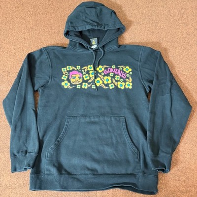 Krooked Skateboards Mark Gonzales Floral Graphic Hoodie Black Mens Medium gym B+