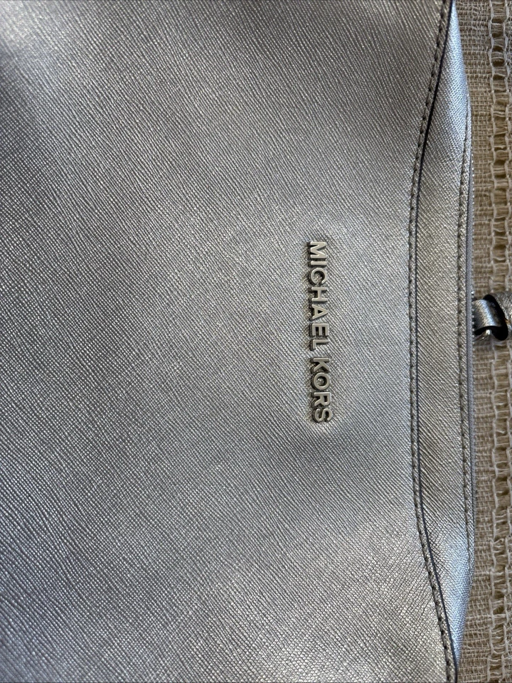 Michael Kors Mujer Brillante Plata Jet Set Bandolera Bolso Cartera Cadena Correa Foto 2 de 4