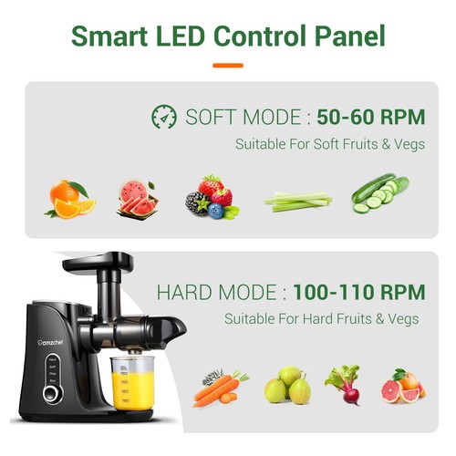 Juicer Machines, Slow Cold Press Juicer with 2 Speed Modes, Travel bottles(50... - Picture 8 of 8