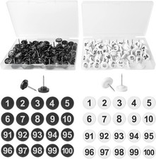 souG 200pcs Numbered Push Pin Tacks, 1-100 Sequential Number Black and White