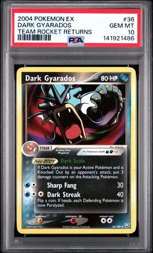 2004 POKEMON EX TEAM ROCKET RETURNS #36 DARK GYARADOS PSA 10