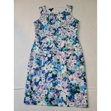 AGB Dress Womens 8 Blue Purple Floral Sleeveless Sheath Knee Length Dress 2404