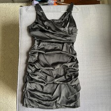 Express Satin Draped Neck Ruched Black Dress size 8