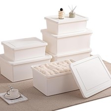 （4XXL+2L） 6gal+3gal Large capacity White multifunction storage bin with lid, ...