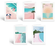 Assorted Blank Beach Note Cards, 10 cards w/Envelopes - Size 4.25" x 5.5"