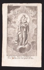 Madonna del Carmine con Bambino - Antica incisione XVIII sec. – Santino I023