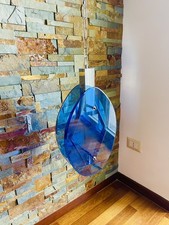 🟠 Veca Fontana Arte grande lampada a sospensione Vintage in vetro blu anni 70