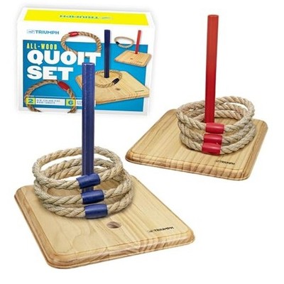 Triumph Premium Wooden Quoit Set - Includes 2 Targets and 6 Sisal Rope Rings