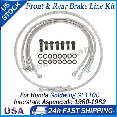 For Honda GL1100 Goldwing 1980 1981 1982 Front Rear Steel Braided Brake Line Kit