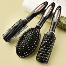 Round Boar Bristle Hair Brush Soft Styling Comb for Women Portable Salon Tool