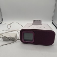 iHome Model iBT22 Dual Alarm Clock Bluetooth Speaker USB Charging White/Pink