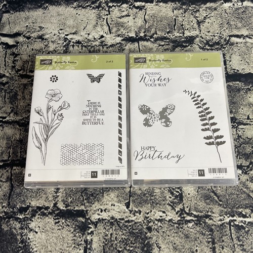 Stampin Up! BUTTERFLY BASICS Set of 11 Rubber Stamps Wood Base 138813 ...