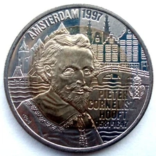NETHERLANDS 10 EURO 1997 Bimetallic UNC X#133 Pieter Cornelisz Hooft. HH9.1
