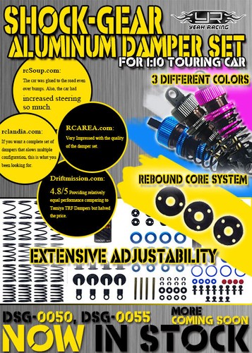 Yeah Racing Shock-Gear 55mm Damper Set For 1/10 RC Drift Touring Car GunMetal - Picture 3 of 9
