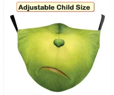 Christmas Grinch Children Face Mask Reusable Adjustable Holiday Washable  Funny