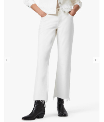 AllSaints Barely Cropped High Rise Bootcut Jeans Naturweiß 24'' W UVP 99£