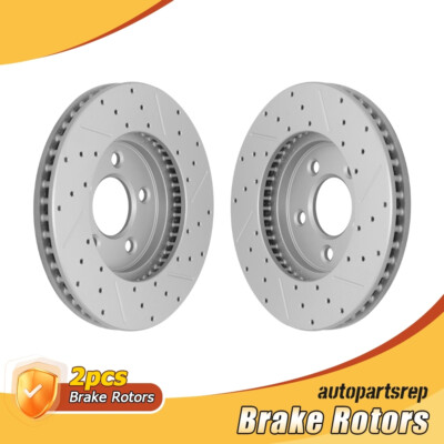 Front Drilled & Slotted Brake Rotors for 2005-2008 2009 2010 Ford Mustang Base