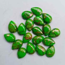 AAA Green Copper Turquoise Cabochon Pear Shape Loose Gemstone