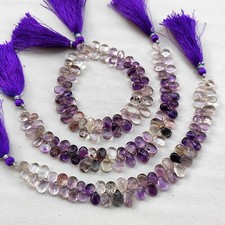 Natural Super Seven Gemstone 8x6 to 9x6mm Size Smooth Pear Shape Beads 7" Strand