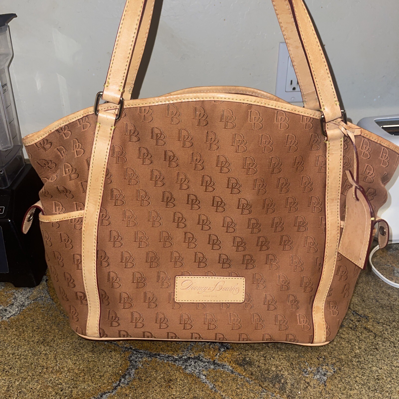 DOONEY & BOURKE Tan DB Logo Canvas & Leather Larg… - image 6