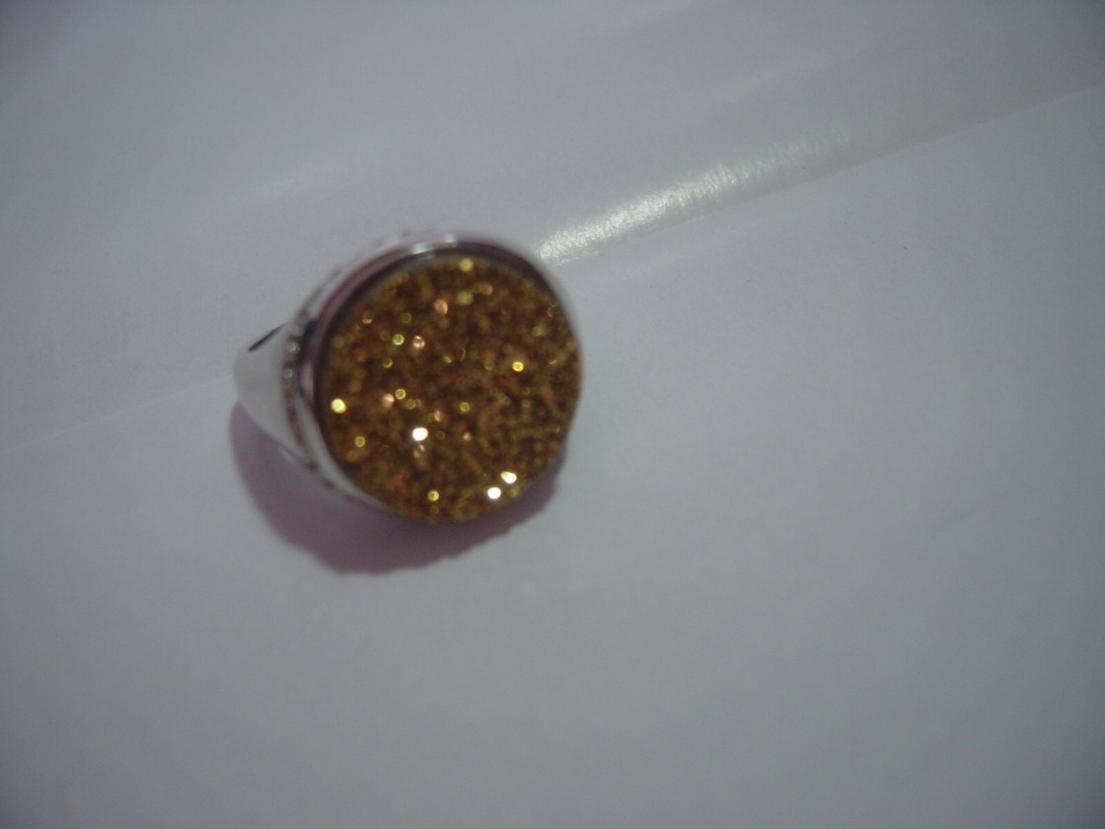 lovley Solid Silver Ring-Superb big natural gold … - image 11