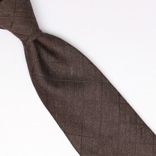 John G Hardy Mens Silk Necktie Brown Diamond Grid Check Weave Woven Tie Italy