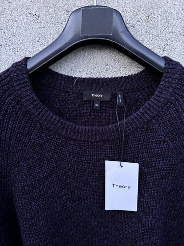 NWT $345 Theory Remy O Soft Luster Plus Sweater Black Purple Sz 2XL - Picture 3 of 7