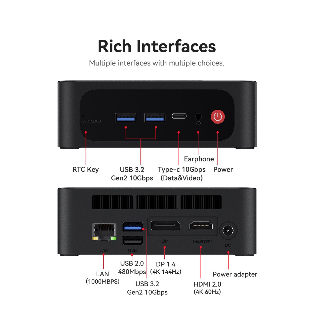 Beelink SER5 MAX AMD Ryzen 7 5800H Office Mini PC Win 11 WiFi6 32G