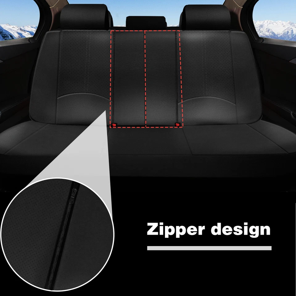 9pc Car Seat Cover PU Leather Waterproof Protector Universal Full Set 5-Sits - Image 4 of 4