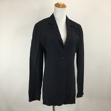 Emporio Armani Italy Womens Sz Medium Black Subtle Pinstriped Blazer Jacket