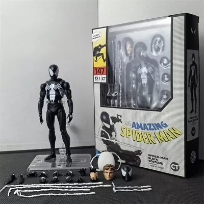 MEDICOM TOY In Stock！MAFEX No.147 Spider-Man Black Costume COMIC Ver. Action Figure CT Ver.