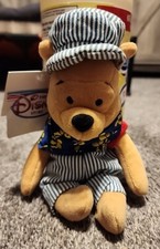 NWT Disney Store 9  Winnie the Pooh Choo Choo Plush Bean Bag Train Conductor