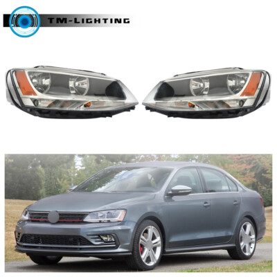 Pair of For 2011-2018 Volkswagen Jetta Halogen Headlights HeadLamps Assembly