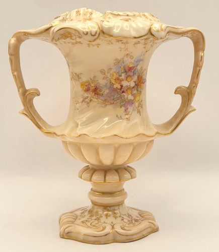Pair of Doulton Burslem Blush Ivory Hand Painted Vases, late 19 century, 14.5 cm - Picture 7 of 12