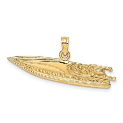 14K Gelbgold 2-D strukturierter Schnellboot Anhänger