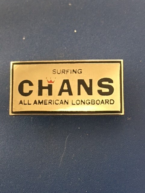 Classic Surfing logo Chans enamel pin, surfing, surfboard
