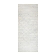 4'1"x10'1" Modern Design Natural Wool Hand Knotted Ivory Wide Runner Rug R63377