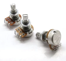 Guitar Potentiometer Set – 1x B500K Volume & 2x A500K Tone Pots 16mm Dia, 18mm