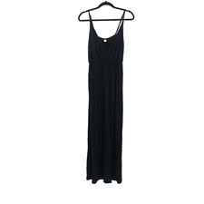 OLD NAVY Black Maxi Dress Cross Front Adjustable Straps Stretch Flowy Knit M